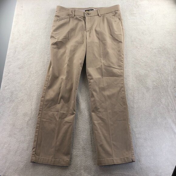 Lee Women's Flex Motion Straight Leg Mid Rise Pants 12P Petite Khaki Beige - Picture 12 of 13
